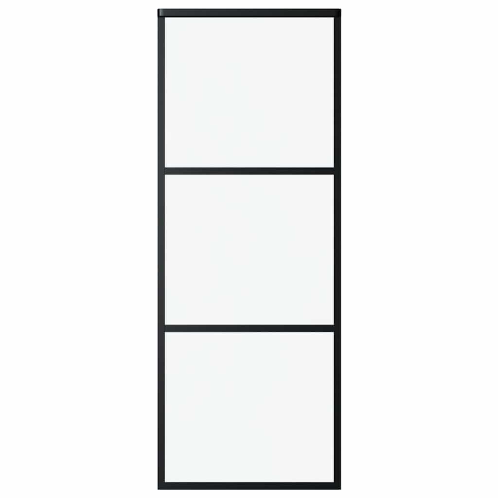 Vidaxl schuifdeur 3-panelen 76x205 cm esg-glas en aluminium zwart