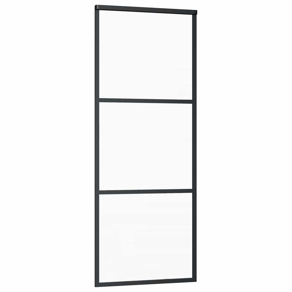 Vidaxl schuifdeur 3-panelen 76x205 cm esg-glas en aluminium zwart