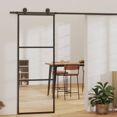 Vidaxl schuifdeur 3-panelen 76x205 cm esg-glas en aluminium zwart