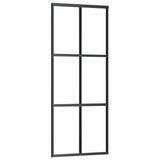 Vidaxl schuifdeur 76x205 cm esg-glas en aluminium zwart - afbeelding 2