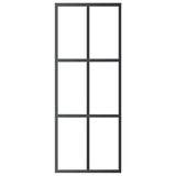 Vidaxl schuifdeur 76x205 cm esg-glas en aluminium zwart - afbeelding 3