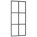 Vidaxl schuifdeur 90x205 cm esg-glas en aluminium zwart - afbeelding 2