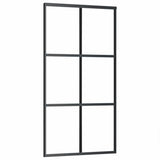 Vidaxl schuifdeur 102x205 cm esg-glas en aluminium zwart - afbeelding 2