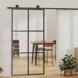 Vidaxl schuifdeur 102x205 cm esg-glas en aluminium zwart - afbeelding 1