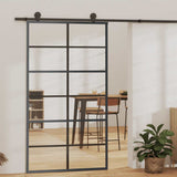 Vidaxl schuifdeur 102x205 cm esg-glas en aluminium zwart - afbeelding 1