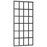 Vidaxl schuifdeur 90x205 cm esg-glas en aluminium zwart - afbeelding 2