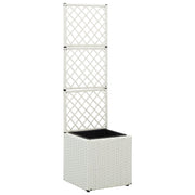 Vidaxl latwerkplantenbak verhoogd met 1 pot 30x30x107 cm rattan wit - afbeelding 1