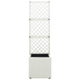 Vidaxl latwerkplantenbak verhoogd met 1 pot 30x30x107 cm rattan wit - afbeelding 2