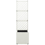 Vidaxl latwerkplantenbak verhoogd met 1 pot 30x30x107 cm rattan wit - afbeelding 2