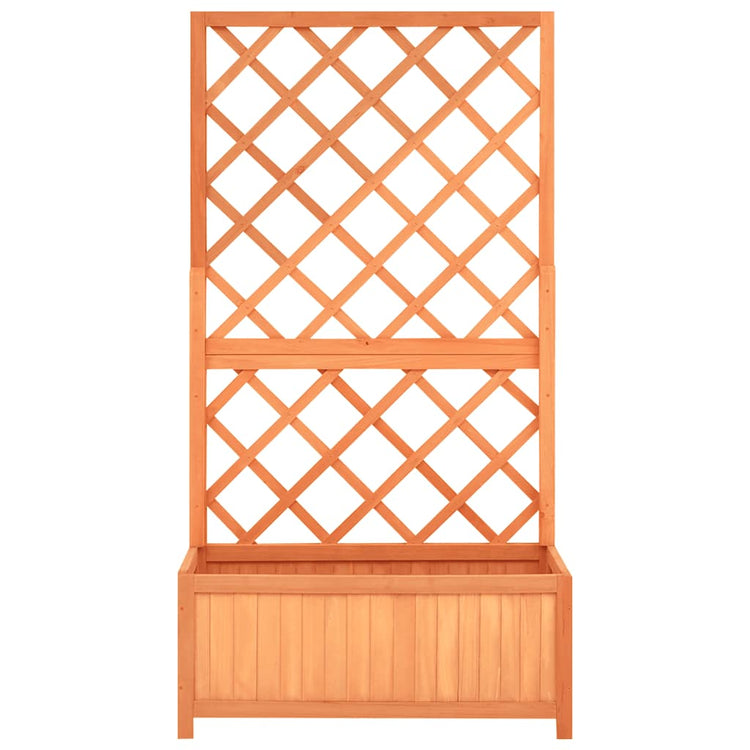 Vidaxl plantenbak met latwerk 70x30x135 cm massief vurenhout bruin