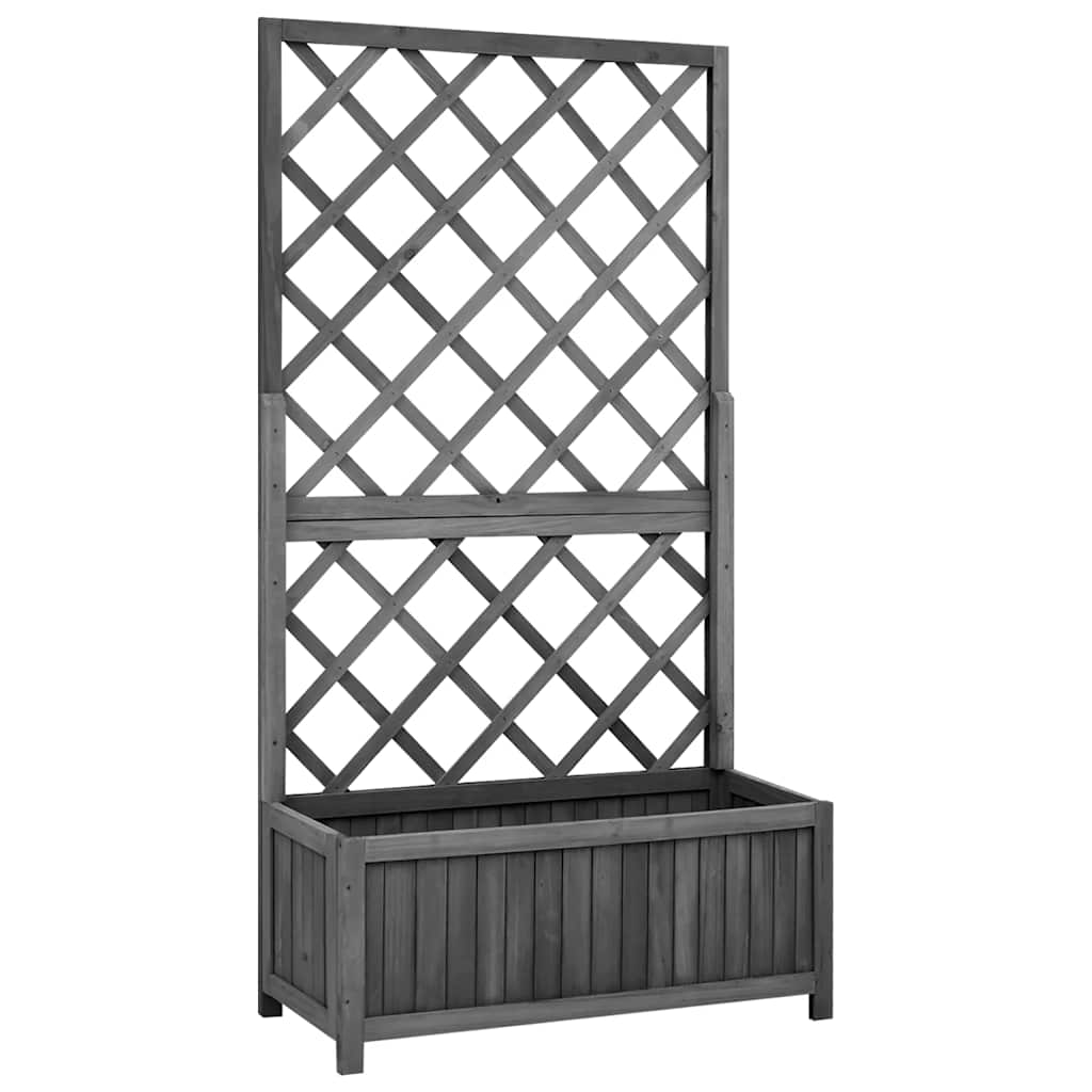 Vidaxl plantenbak met latwerk 70x30x135 cm massief vurenhout zwart