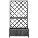Vidaxl plantenbak met latwerk 70x30x135 cm massief vurenhout zwart - afbeelding 2