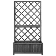 Vidaxl plantenbak met latwerk 70x30x135 cm massief vurenhout zwart - afbeelding 2