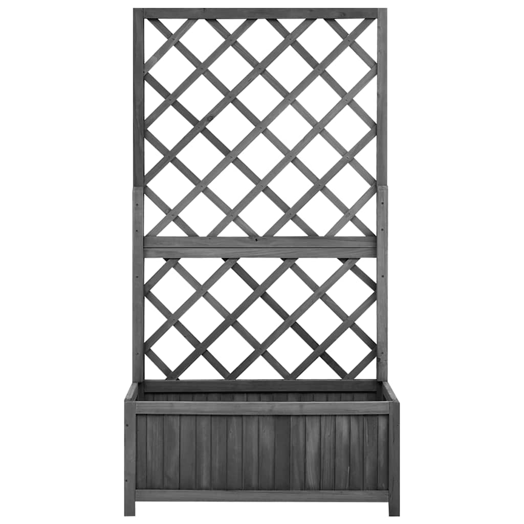 Vidaxl plantenbak met latwerk 70x30x135 cm massief vurenhout zwart