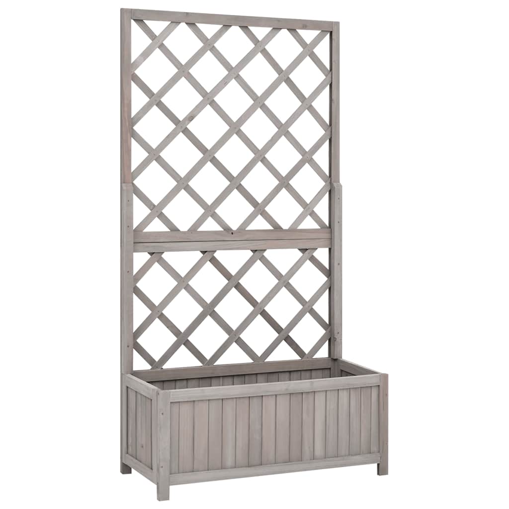 Vidaxl plantenbak met latwerk 70x30x135 cm massief vurenhout grijs
