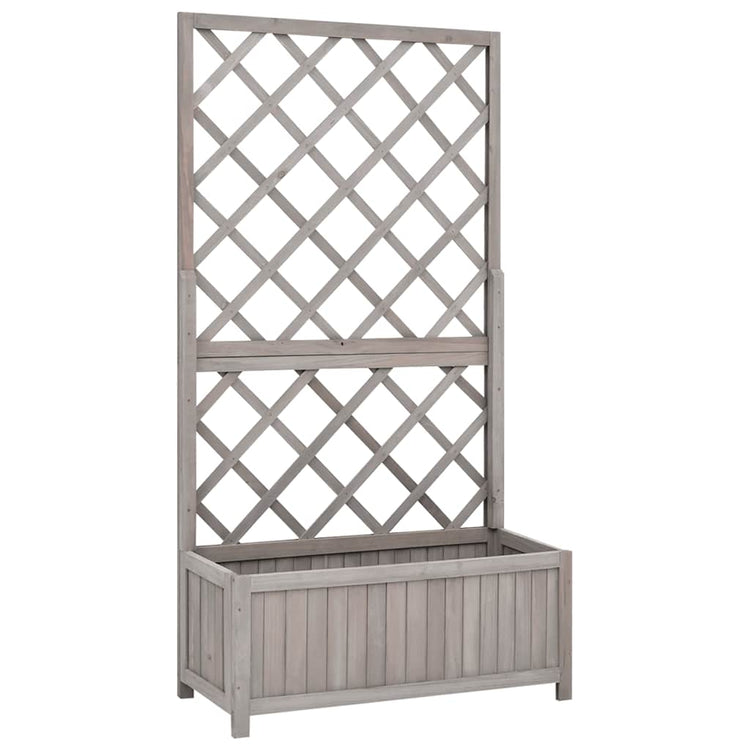 Vidaxl plantenbak met latwerk 70x30x135 cm massief vurenhout grijs