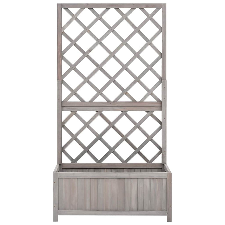 Vidaxl plantenbak met latwerk 70x30x135 cm massief vurenhout grijs