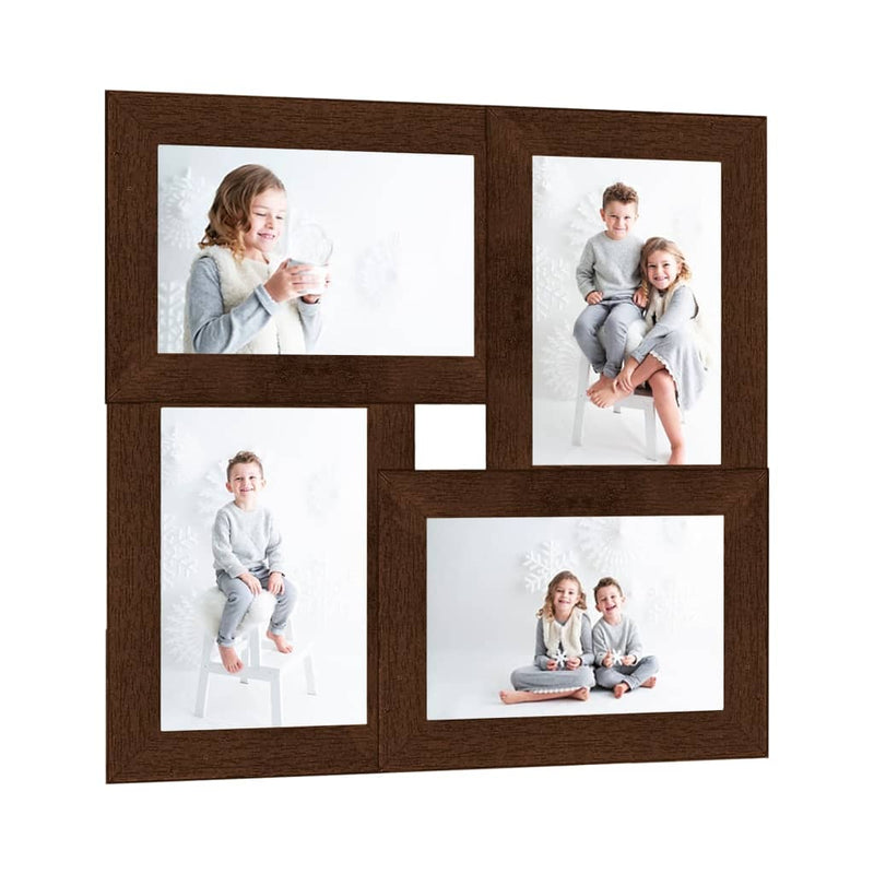 Vidaxl fotolijst voor 4x(13x18 cm) foto mdf donkerbruin