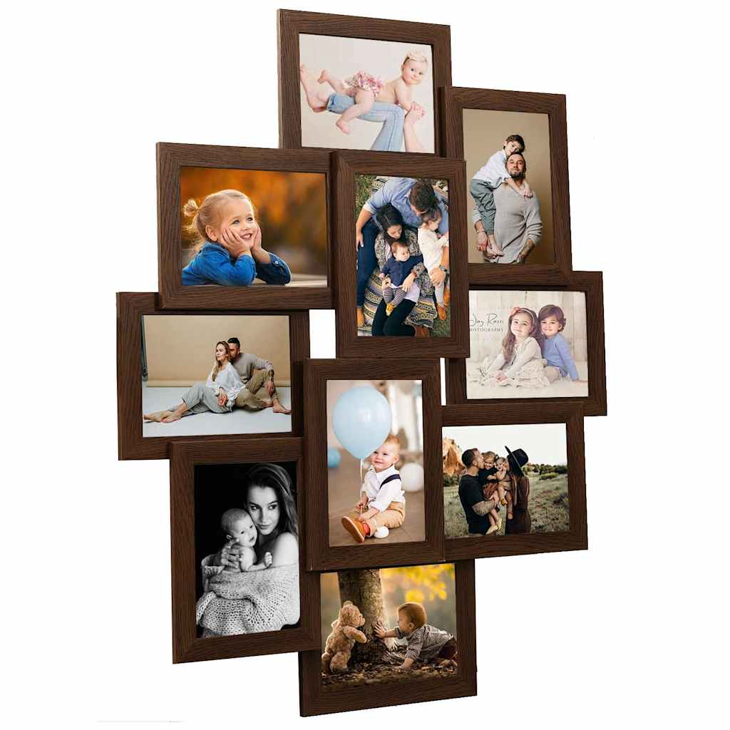 Vidaxl fotolijst voor 10x(10x15 cm) foto mdf donkerbruin