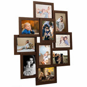 Vidaxl fotolijst voor 10x(10x15 cm) foto mdf donkerbruin - afbeelding 1