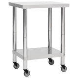 Vidaxl keukenwerktafel met wielen 60x30x85 cm roestvrij staal - afbeelding 1