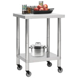 Vidaxl keukenwerktafel met wielen 60x30x85 cm roestvrij staal - afbeelding 2