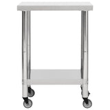 Vidaxl keukenwerktafel met wielen 60x45x85 cm roestvrij staal - afbeelding 3