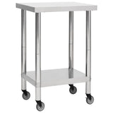 Vidaxl keukenwerktafel met wielen 60x60x85 cm roestvrij staal - afbeelding 1