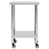 Vidaxl keukenwerktafel met wielen 60x60x85 cm roestvrij staal - afbeelding 3