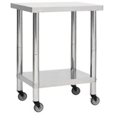 Vidaxl keukenwerktafel met wielen 80x30x85 cm roestvrij staal - afbeelding 1