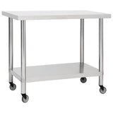 Vidaxl keukenwerktafel met wielen 80x60x85 cm roestvrij staal - afbeelding 1