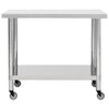 Vidaxl keukenwerktafel met wielen 100x30x85 cm roestvrij staal