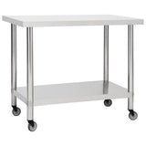 Vidaxl keukenwerktafel met wielen 100x45x85 cm roestvrij staal - afbeelding 1
