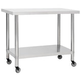 Vidaxl keukenwerktafel met wielen 100x60x85 cm roestvrij staal - afbeelding 1