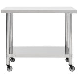 Vidaxl keukenwerktafel met wielen 100x60x85 cm roestvrij staal - afbeelding 3