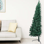 VidaXL Kunstkerstboom met verlichting en kerstballen half 120 cm groen - afbeelding 2