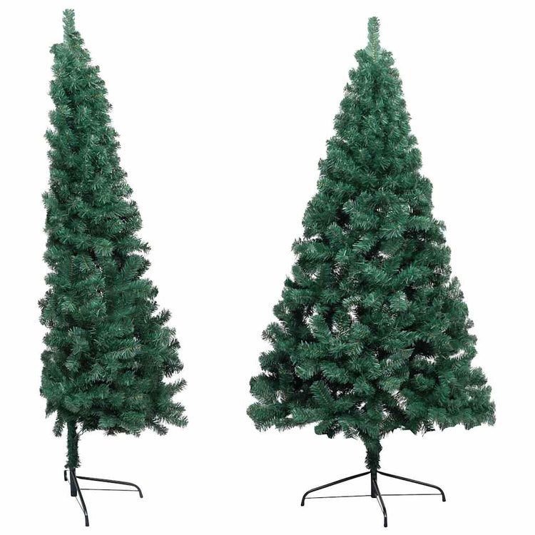 VidaXL Kunstkerstboom met verlichting en kerstballen half 150 cm groen