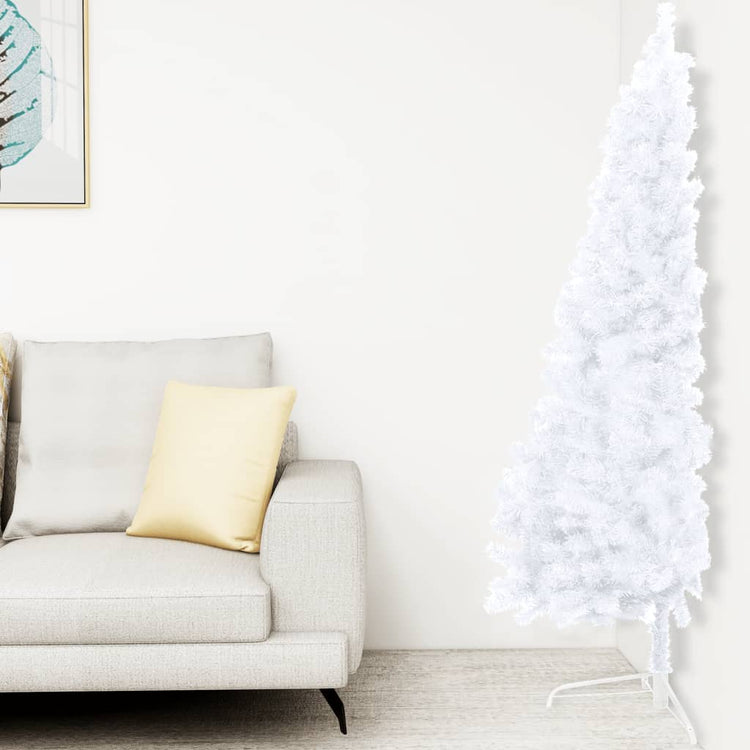 VidaXL Kunstkerstboom met verlichting en kerstballen half 150 cm wit