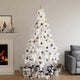 Vidaxl kunstkerstboom met verlichting en kerstballen half 210 cm wit
