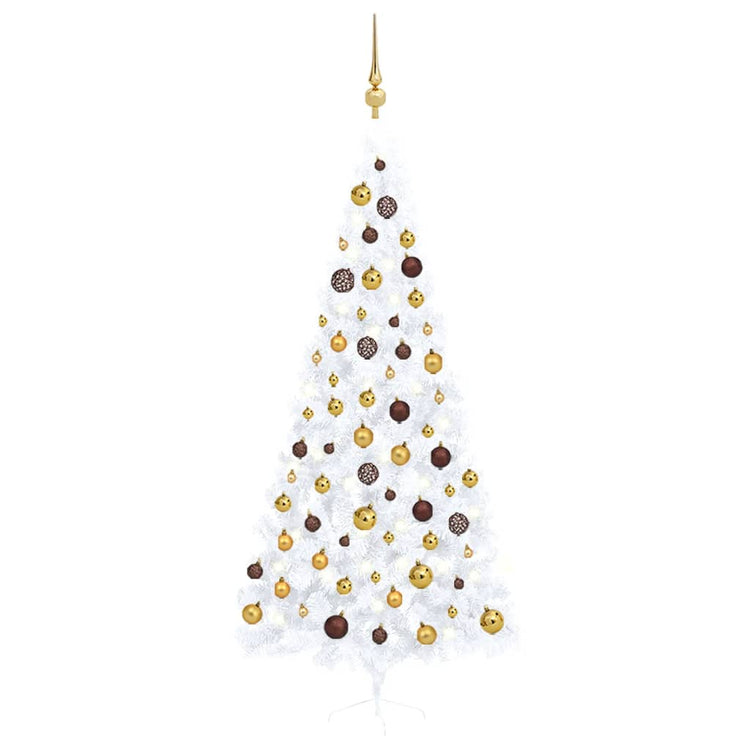 VidaXL Kunstkerstboom met verlichting en kerstballen half 240 cm wit