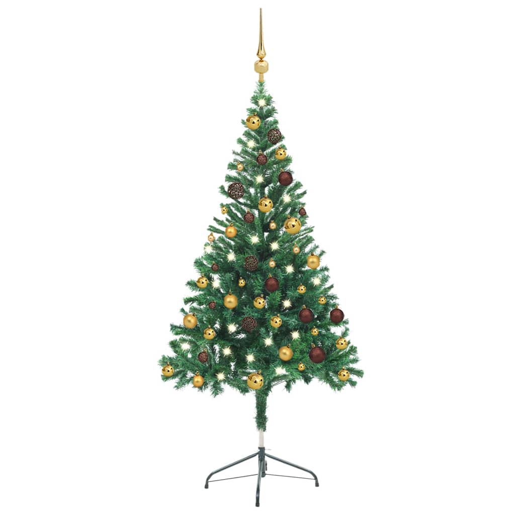 VidaXL Kunstkerstboom met verlichting en kerstballen 380 takken 150 cm