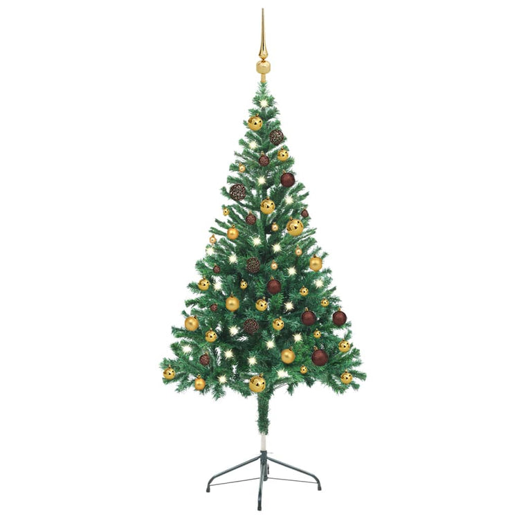 VidaXL Kunstkerstboom met verlichting en kerstballen 380 takken 150 cm