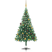 VidaXL Kunstkerstboom met verlichting en kerstballen 546 takken 180 cm - afbeelding 1