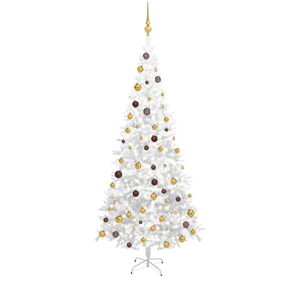 Vidaxl kunstkerstboom met verlichting en kerstballen l 240 cm wit