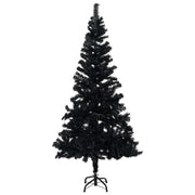 VidaXL Kunstkerstboom met verlichting en kerstballen 120 cm PVC zwart - afbeelding 2