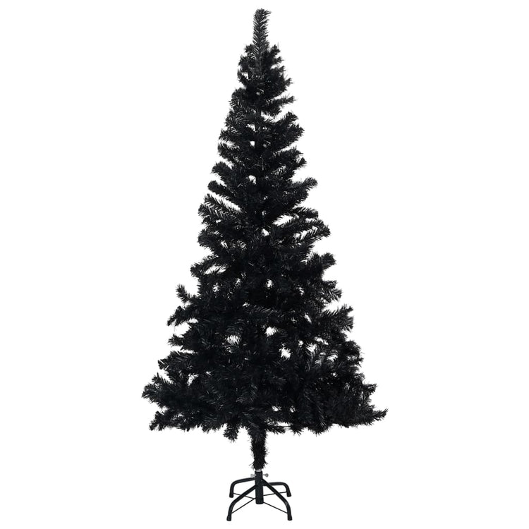 VidaXL Kunstkerstboom met verlichting en kerstballen 120 cm PVC zwart