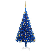 VidaXL Kunstkerstboom met verlichting en kerstballen 150 cm PVC blauw - afbeelding 1
