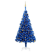 VidaXL Kunstkerstboom met verlichting en kerstballen 240 cm PVC blauw - afbeelding 1