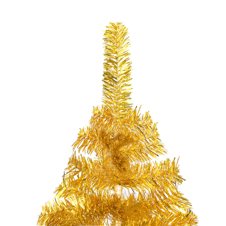 VidaXL Kunstkerstboom met verlichting en kerstballen 210 cm PET goud