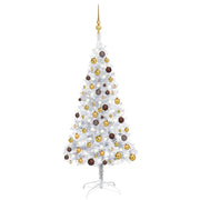 VidaXL Kunstkerstboom met verlichting en kerstballen 150 cm PET zilver - afbeelding 1